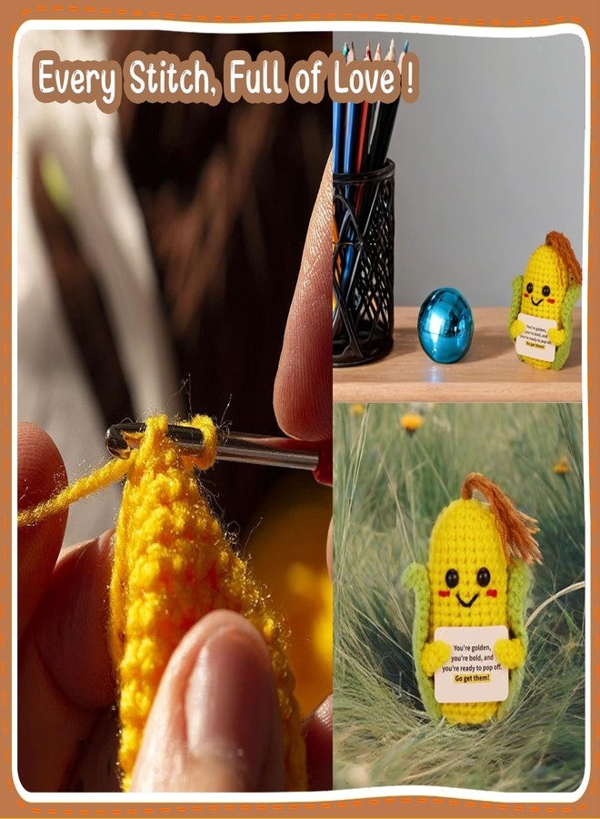 vhemo Handmade Emotional Corn Crochet Doll with Inspirational Card - Cute Funny Positive Potato Gift for Christmas, Birthdays, Valentine’s Day, Desk Decor for Family, Friends, Coworkers, Students, kids - Image 4